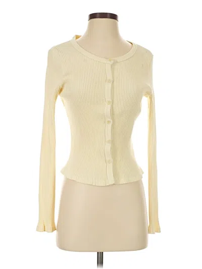 Pre-owned Lacausa Long Sleeve Top Ivory Sweetheart Neckline Tops