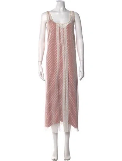 Pre-owned Lacausa Polka Dot Print Long Dress In Pink