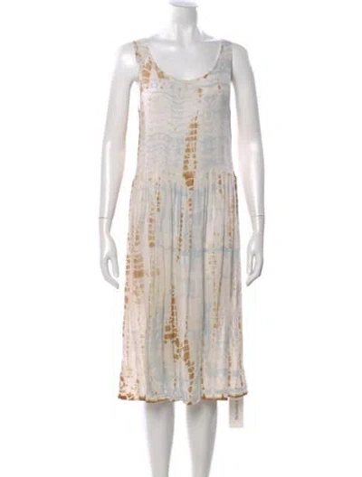 Pre-owned Lacausa Printed Midi Length Dress In Neutral