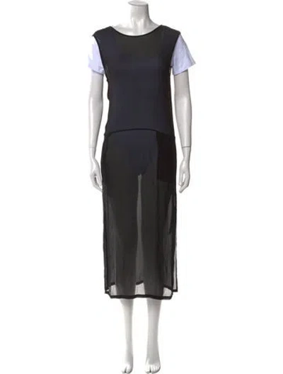 Pre-owned Lacausa Scoop Neck Long Dress In Black