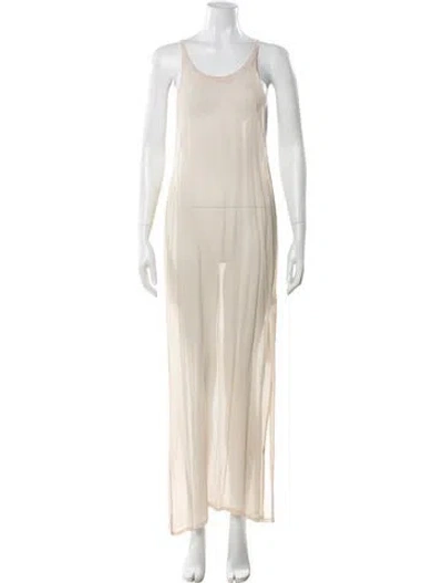 Pre-owned Lacausa Scoop Neck Long Dress In Neutral
