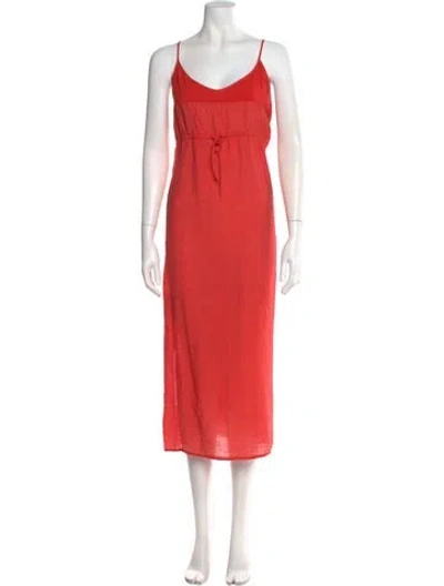 Pre-owned Lacausa Scoop Neck Long Dress In Orange