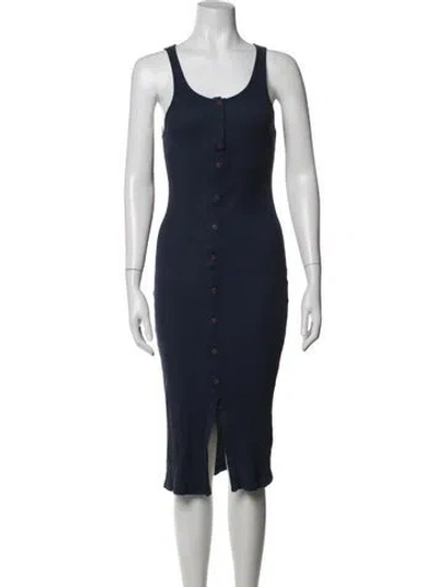 Pre-owned Lacausa Scoop Neck Midi Length Dress In Blue