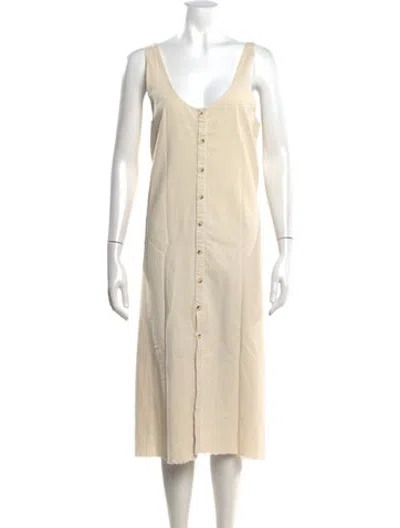 Pre-owned Lacausa Silk Midi Length Dress In Neutrals