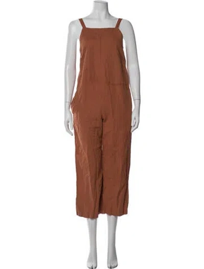 Pre-owned Lacausa Square Neckline Jumpsuit In Brown