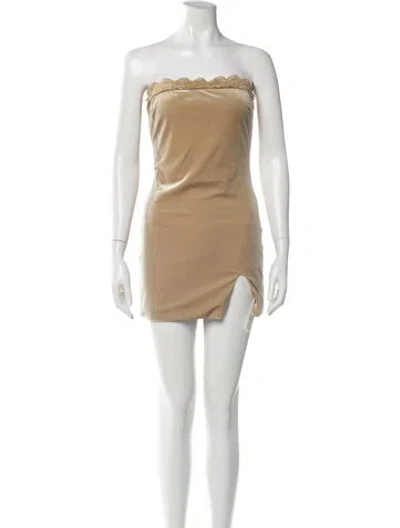 Pre-owned Lacausa Strapless Mini Dress In Neutral