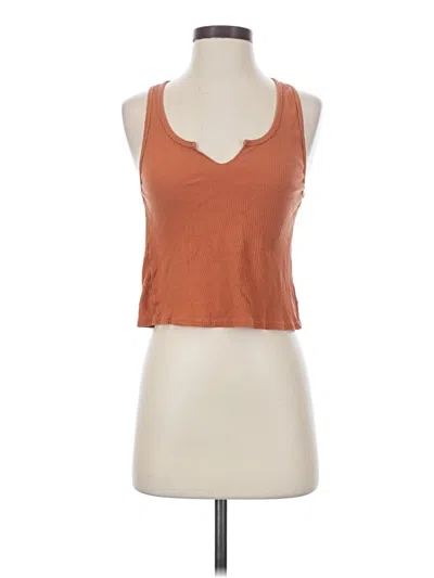 Pre-owned Lacausa Tank Top Brown Halter Neckline Tops