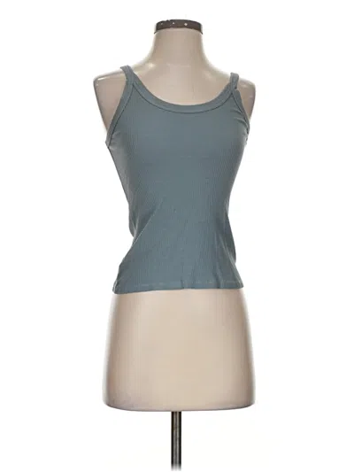 Pre-owned Lacausa Tank Top Teal Halter Neckline Tops