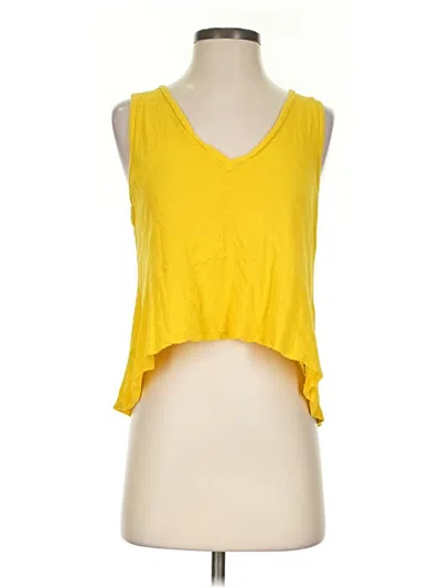 Pre-owned Lacausa Tank Top Yellow Plunge Neckline Tops