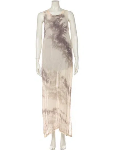 Pre-owned Lacausa Tie-dye Print Long Dress In Neutral