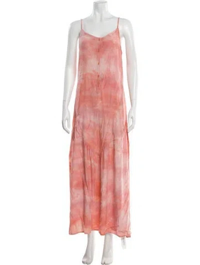 Pre-owned Lacausa Tie-dye Print Long Dress In Pink