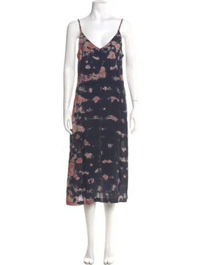Pre-owned Lacausa Tie-dye Print Midi Length Dress In Blue