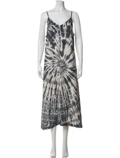 Pre-owned Lacausa Tie-dye Print Midi Length Dress In Blue/neutrals