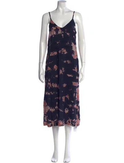 Pre-owned Lacausa Tie-dye Print Midi Length Dress In Blue/pink