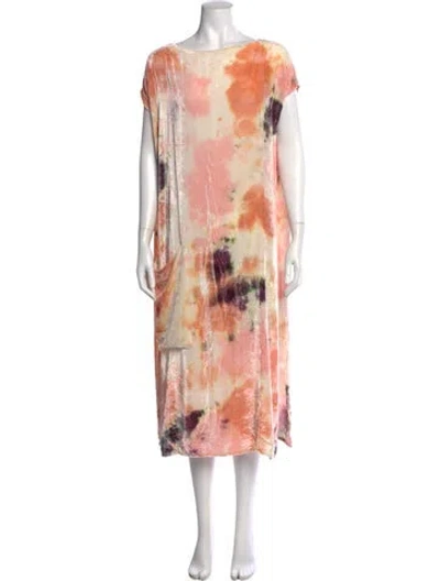 Pre-owned Lacausa Tie-dye Print Midi Length Dress In Pink