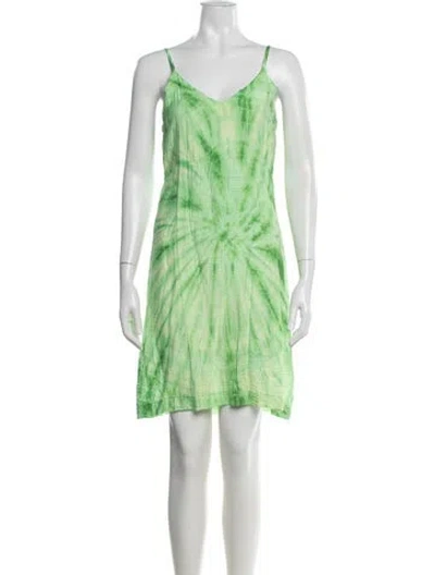 Pre-owned Lacausa Tie-dye Print Mini Dress In Green
