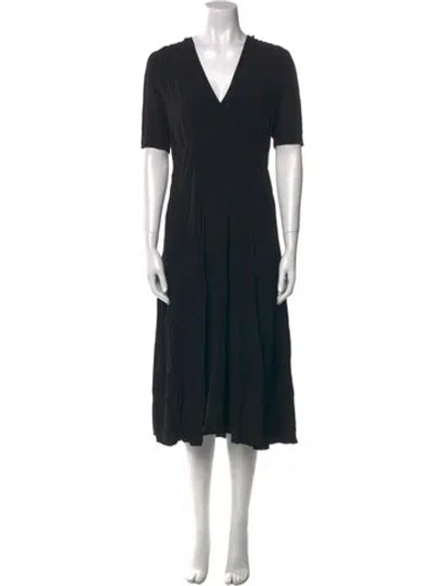 Pre-owned Lacausa V-neck Long Dress In Black