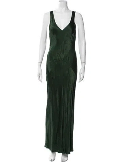 Pre-owned Lacausa V-neck Long Dress In Green