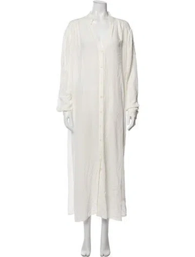 Pre-owned Lacausa V-neck Long Dress In Neutral