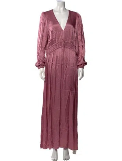 Pre-owned Lacausa V-neck Long Dress In Pink