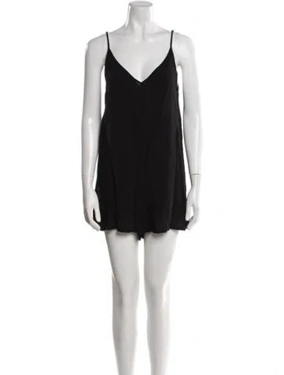 Pre-owned Lacausa V-neck Romper In Black