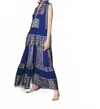 Lace Block Sleeveless Maxi Dress In Navy + Gold