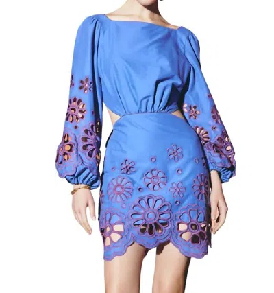 Lace Cut Out Mini Dress In Pa Blue In Multi