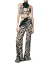 Lace Large Rose Top In Vanilla-black In Multi