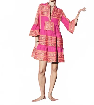 Lace Ruffle Sleeve Mini Dress In Raspberry