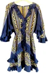 Lace Short Ruffle Dress In Royal Blue In Blue