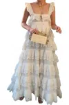 Lace The Label A-line Tiered Maxi Dress In White In White