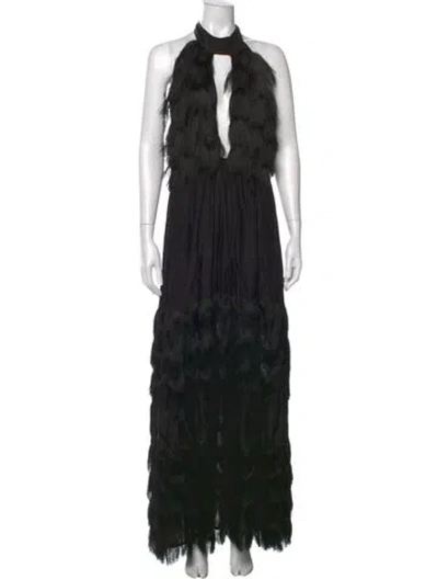 Pre-owned Lace The Label Halterneck Long Dress In Black