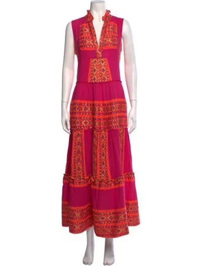 Pre-owned Lace The Label Patterned Long Dress In Pink
