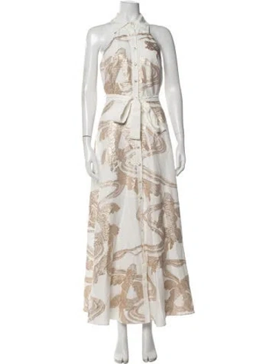 Pre-owned Lace The Label Printed Long Dress In Neutrals