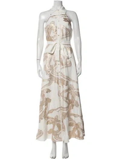 Pre-owned Lace The Label Printed Long Dress In Neutrals