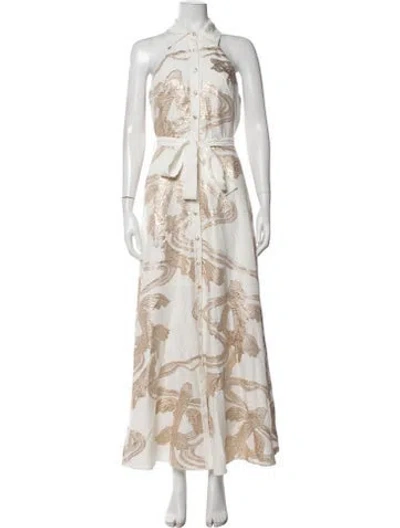 Pre-owned Lace The Label Printed Long Dress W/ Tags In Neutrals