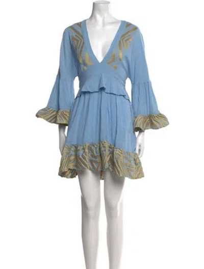 Pre-owned Lace The Label Printed Mini Dress In Blue