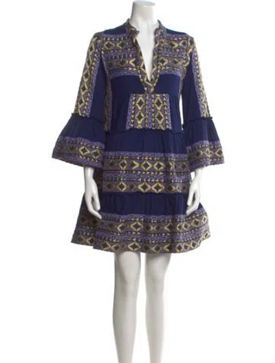 Pre-owned Lace The Label Printed Mini Dress In Blue