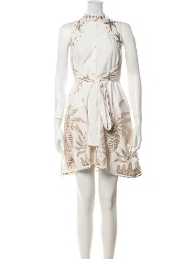 Pre-owned Lace The Label Printed Mini Dress In Neutrals