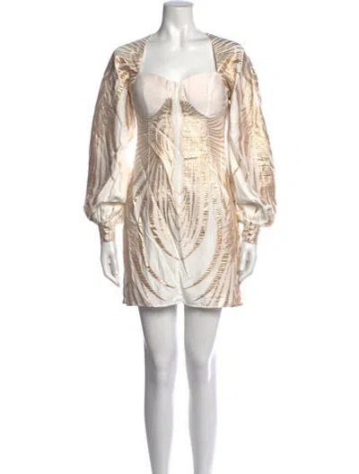 Pre-owned Lace The Label Printed Mini Dress W/ Tags In Neutrals