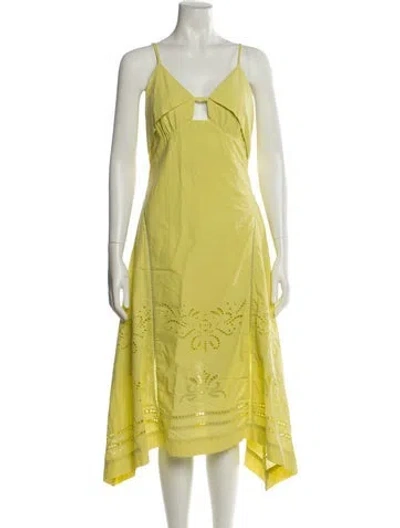 Pre-owned Lace The Label V-neck Midi Length Dress In Yellow