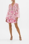 Lace Up Front Short Dress Botanical Novella In Botanical Novella