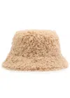Lack Of Color Fluffy Faux Shearling Bucket Hat In Beige
