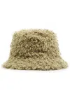 Lack Of Color Fluffy Faux Shearling Bucket Hat In Sage