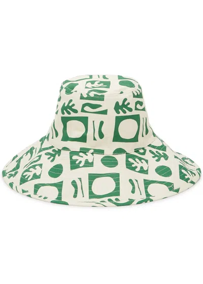 Lack Of Color Holiday Printed Canvas Bucket Hat In Green