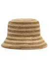 Lack Of Color Inca Striped Raffia Bucket Hat In Moca