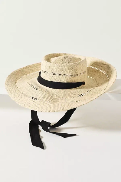 Lack Of Color Paloma Lattice Boater Hat In White