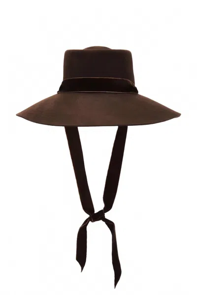 Lack Of Color Paloma Midi Sun Hat In Ebony In Gold