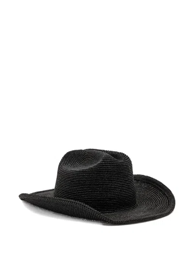 Lack Of Color Raffia Cowboy Sun Hat In Black