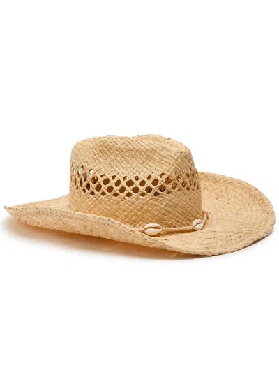 Lack Of Color Seashells Embellished Raffia Cowboy Hat